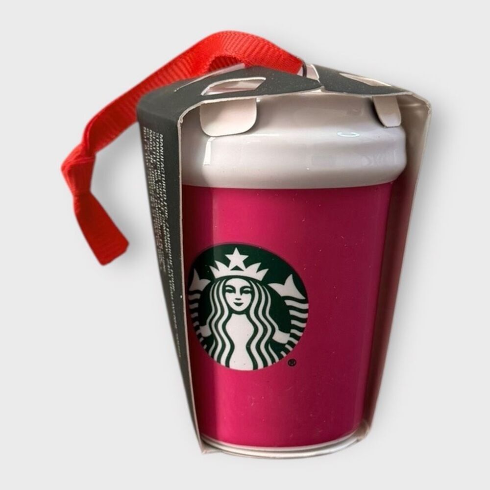 Starbucks 2021 Hot Pink Mini Tumbler Ceramic Cup Ornament Brand New